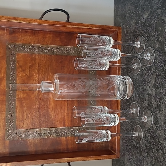 Vintage Other - Vintage Javit Handcut Crystal Cordial Decanter with 6 Glasses